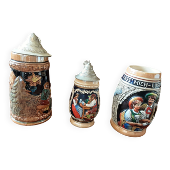 Set of 3 German beer mugs