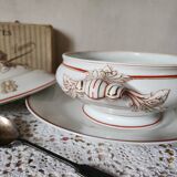 Circa 1900s Pillivuyt Gold 'BM' Monogrammed White Porcelain Soup Tureen