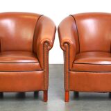 Set of original English handmade springvale club chairs in good condition
