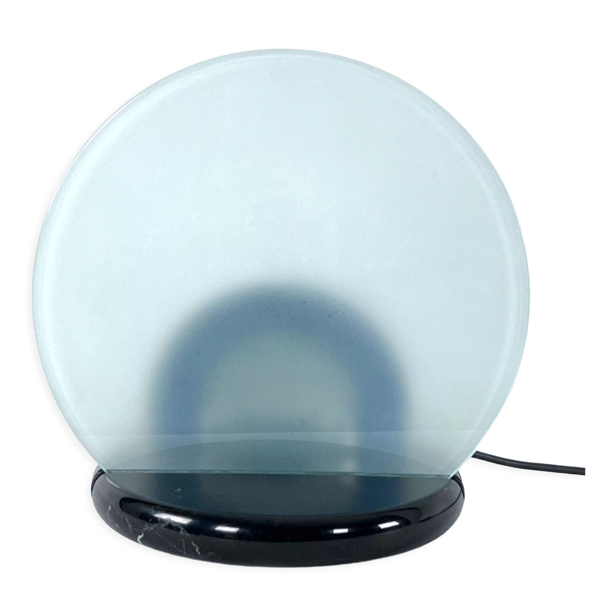 Mid-Century Gong table lamp in marble and glass by Bruno Gecchelin for Skipper. Italy 1981