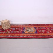 Red Vintage Moroccan Runner Rug 137 x 363 cm - Berber Wool Rug Hallway