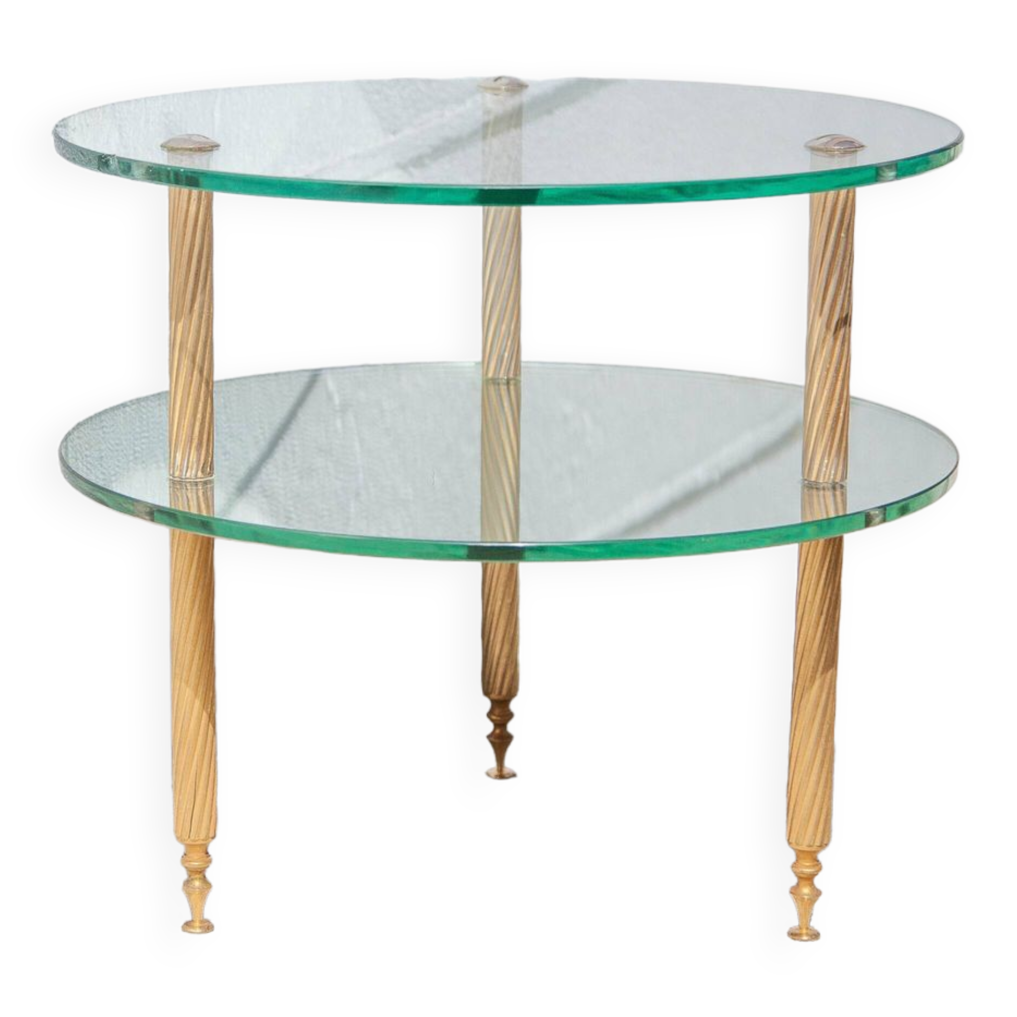 Vintage coffee table, round coffee table, glass table and mirror, 50s