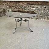 Petite table basse en verre fumé 1970