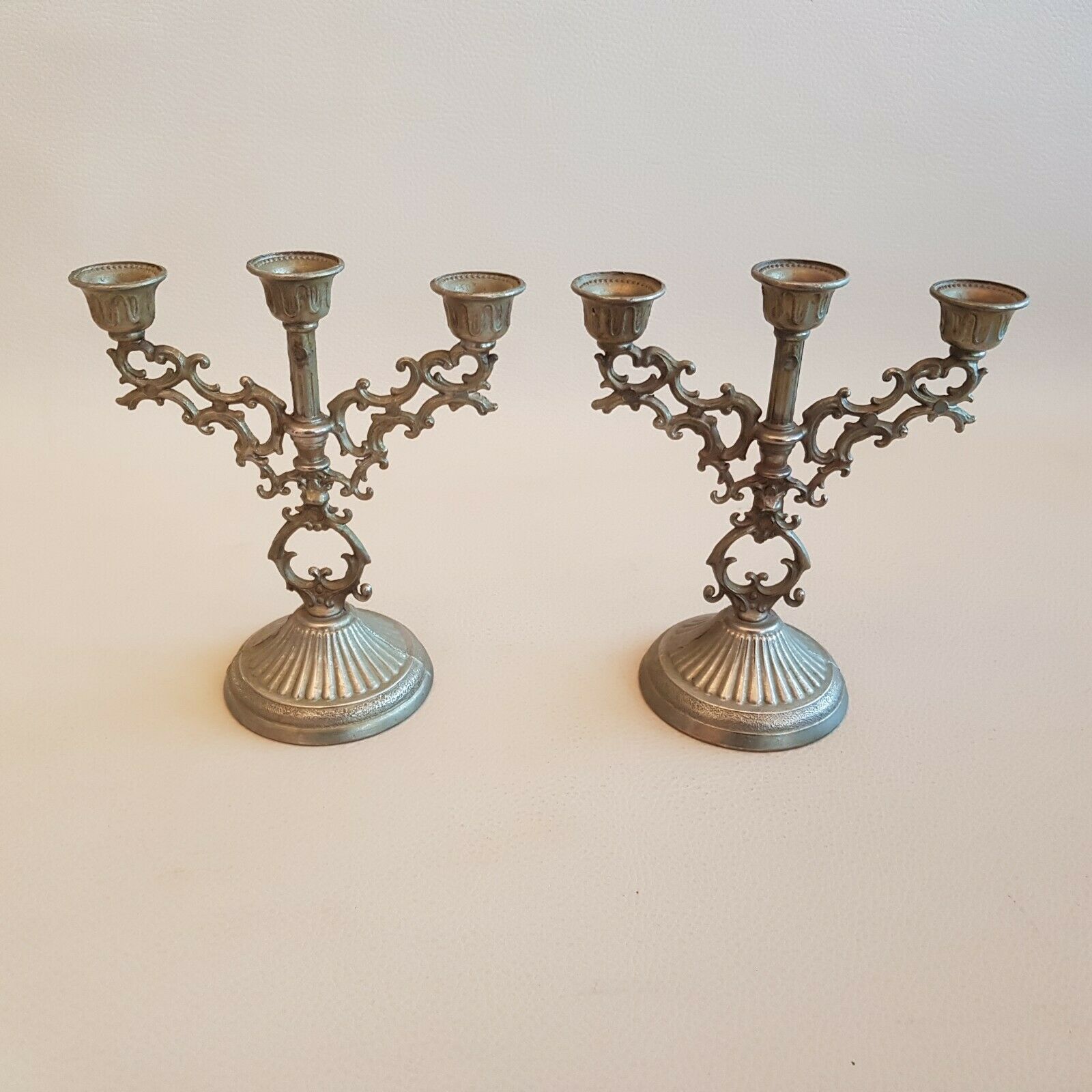 Pair of mini candlesticks small metal table candlesticks