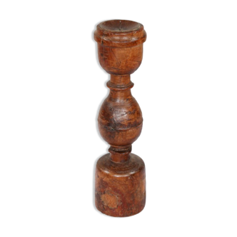 Bougeoir haut bois vieux teck patine d'origine ancien pied de charpoy lit indien