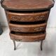 Half-moon commode in Louis XV style with cube marquetry from the 20th century.