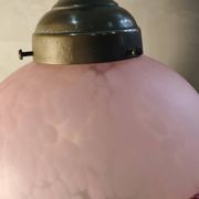 Lampe  1920 bois  et bronze  verre clichy   30x25