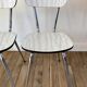 Duo of white formica chairs marble effect 70s