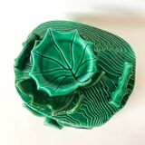 green ceramic tray with bamboo effect from the 1950s