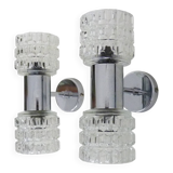 Pair of double wall sconces Space Age. Chrome metal 70.