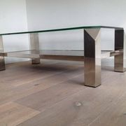 Chrome octagonal designer coffee table with glass and mirror tops
