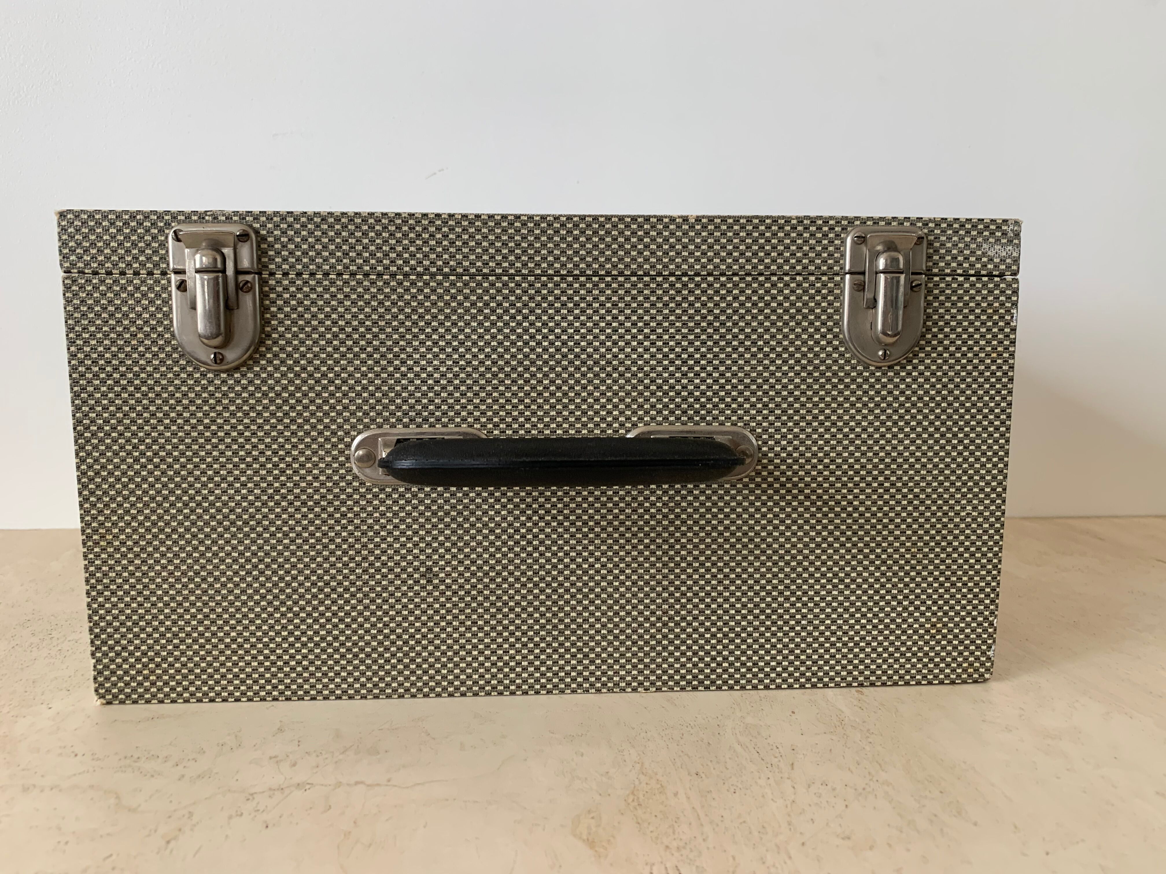 Suitcase, vintage upholstered box