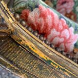 19th-century floral velvet bench