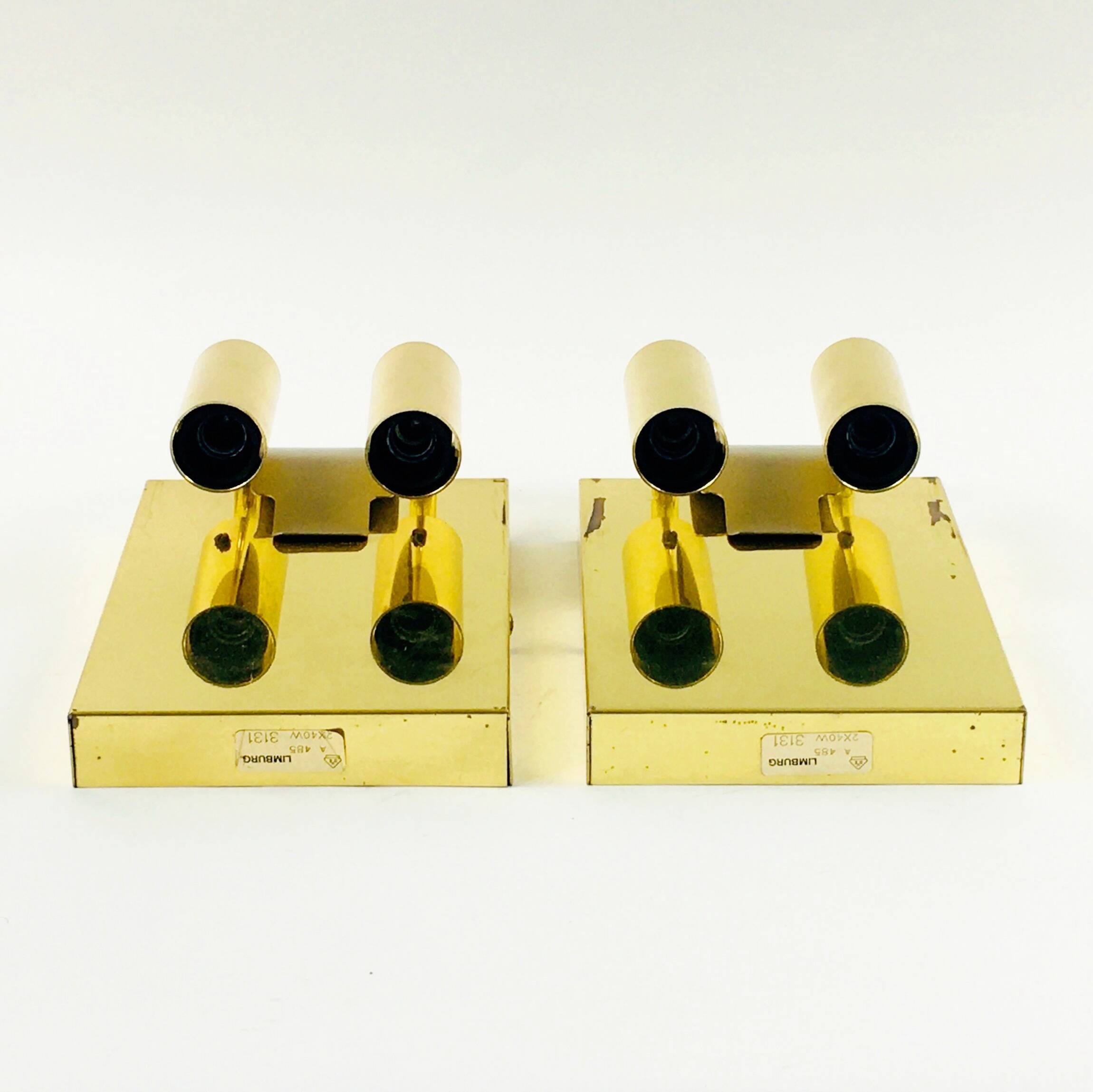 Pair of Mid-Century Glass Wall Lights/Sconces from Limburg, Germany, 1960s