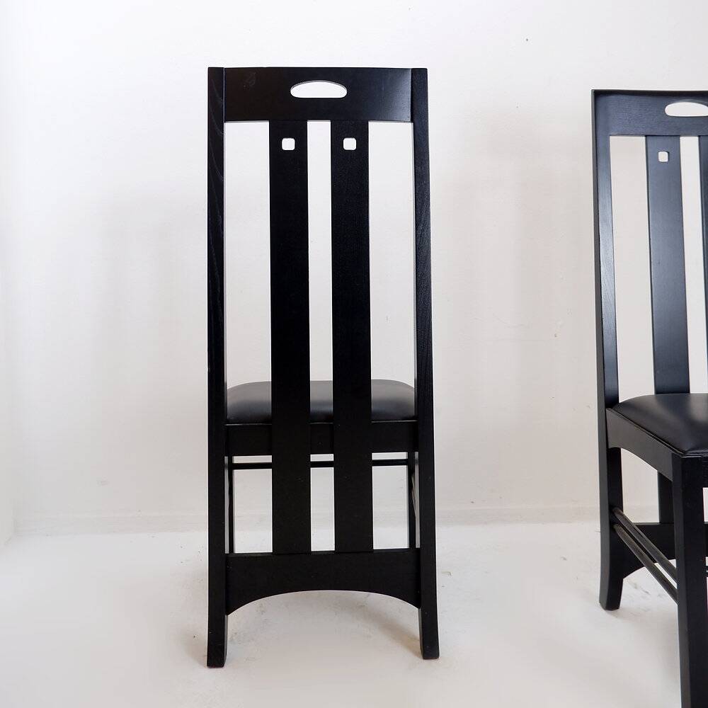 Pair of high-back chairs 'Ingram' by Charles Rennie Mackintosh for Cassina, 1980s
