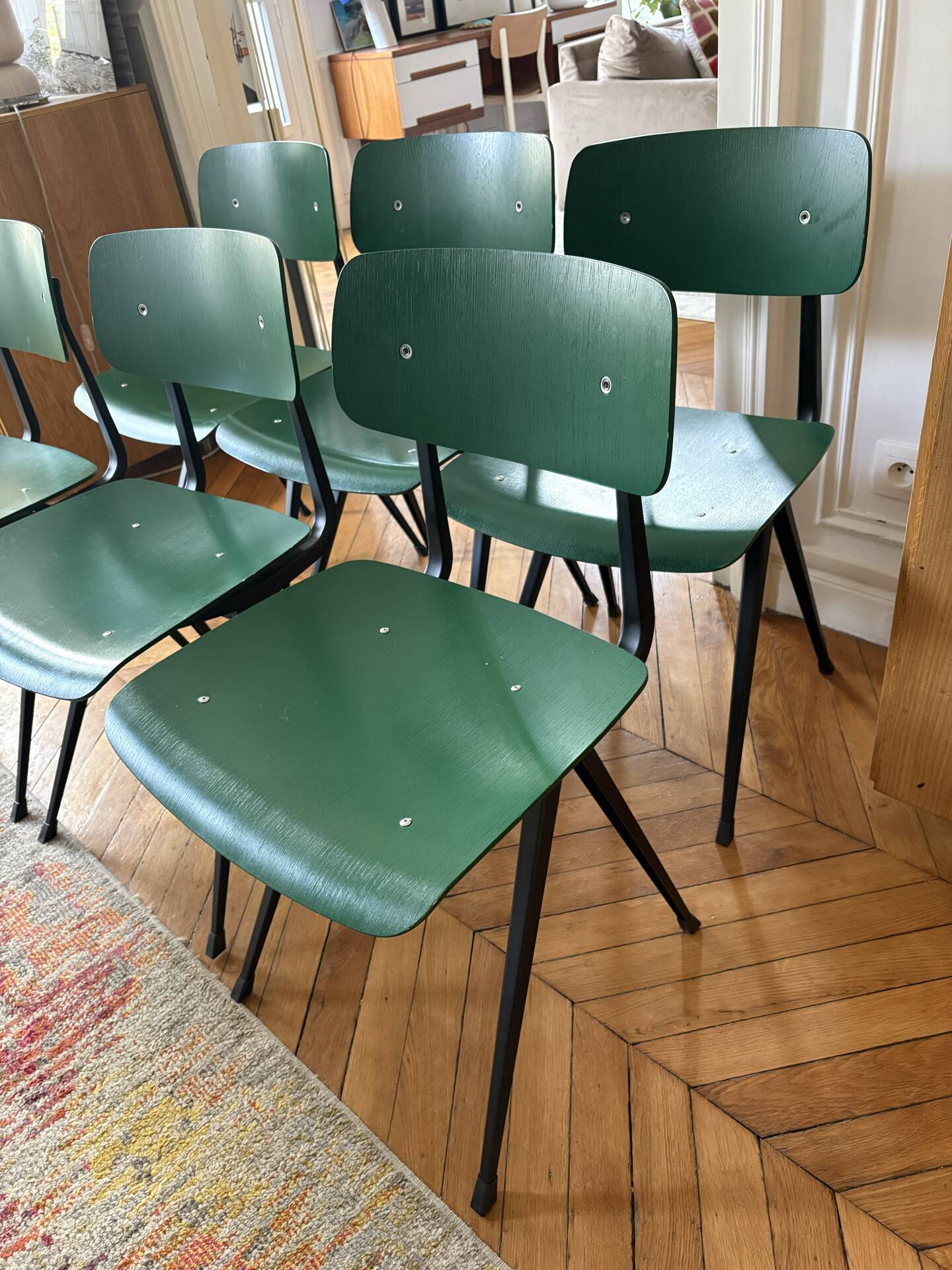 6 green Hay Result chairs