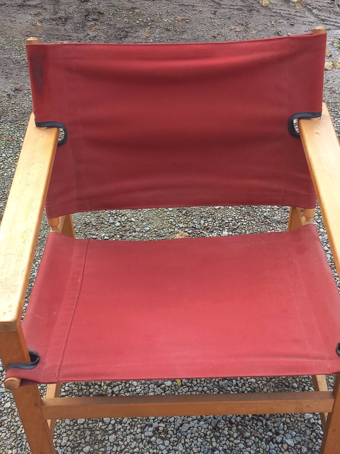 Safari armchair in beech and cotton canvas