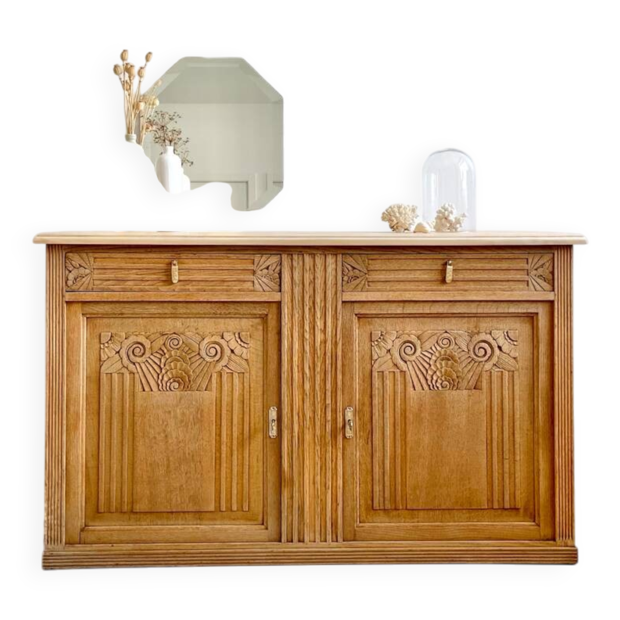 Grand buffet Art Déco en chêne massif - Enfilade vintage