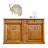 Grand buffet Art Déco en chêne massif - Enfilade vintage