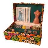 Suitcase sewing sewing box learning vintage flower