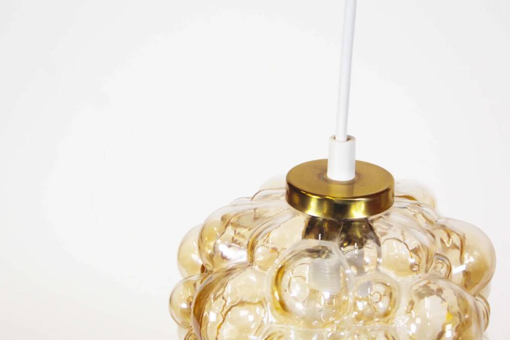 Small amber bubble glass pendant lights by Helena Tynell for Glashutte Limburg