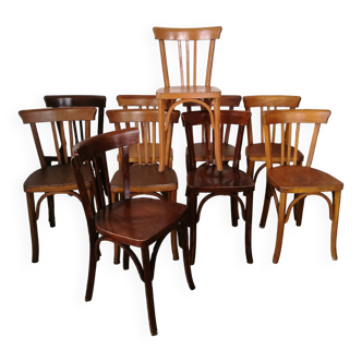Lot de 10 chaises bistrot bois courbé
