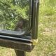 Vintage rectangular wall mirror in tubular metal and brass, 1970s/1980s.