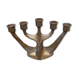 Brutalist vintage solid candle holder brass by Gilde Handwerk