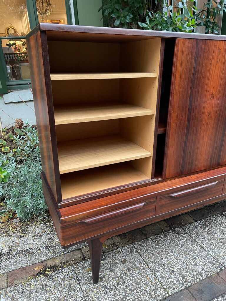 Scandinavian high rosewood sideboard by Johannes Andersen edited by Samcom