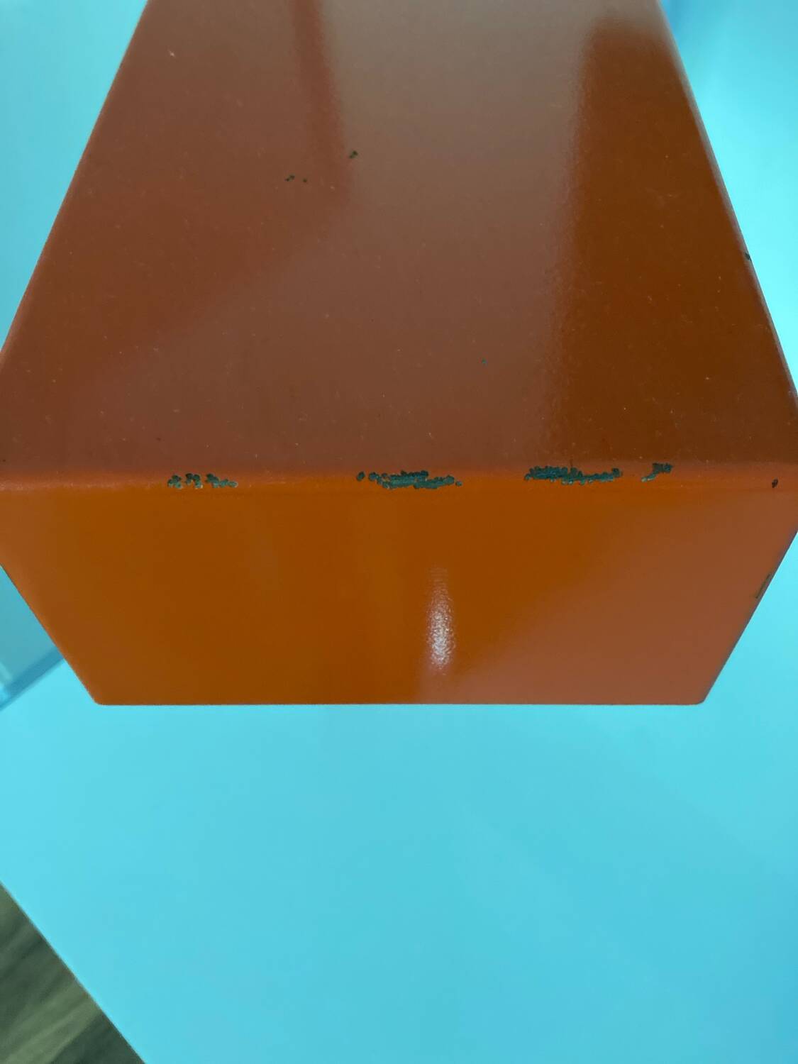 Large vintage orange desk lamp from the 70s in metal