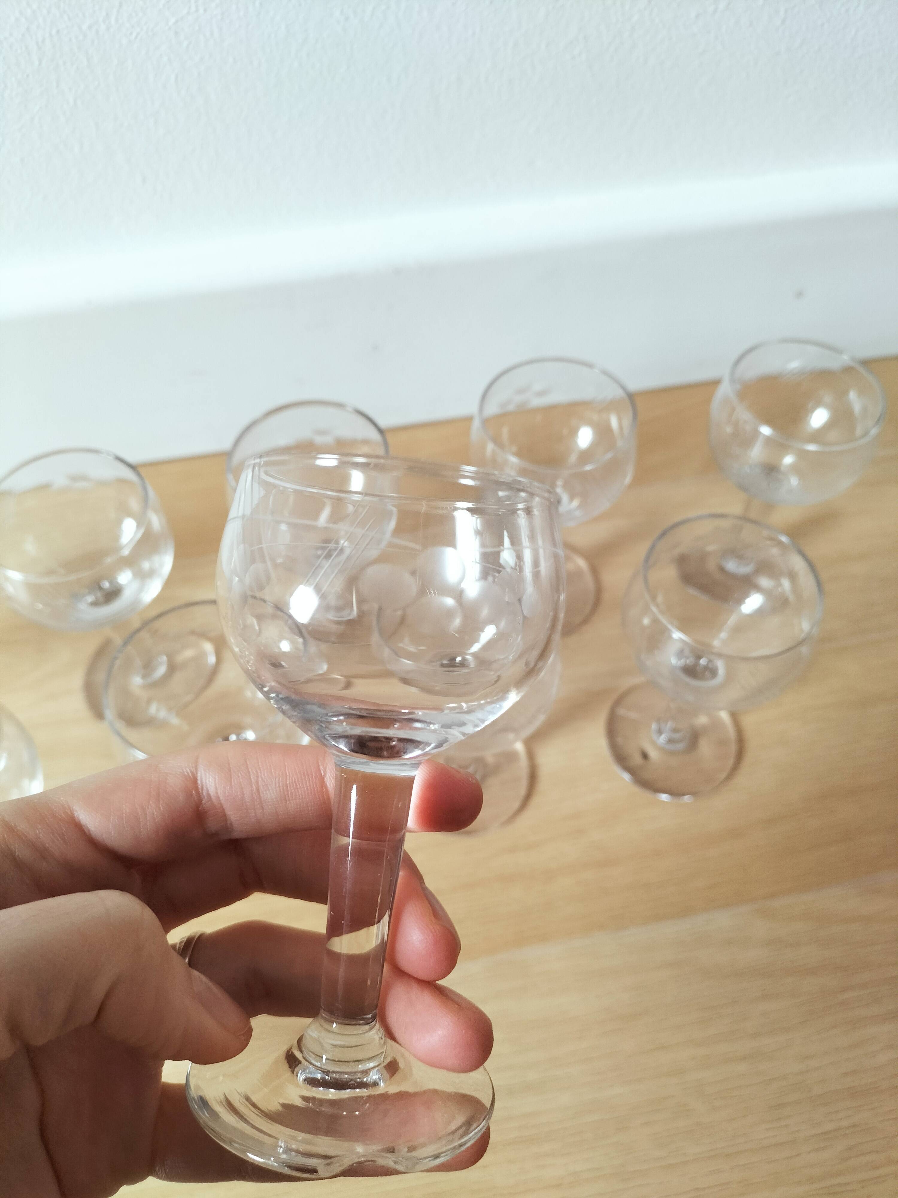 Set of 11 liqueur glasses