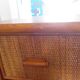 Vintage cane rattan desk with a large top and 5 drawers - 1960s/70s.