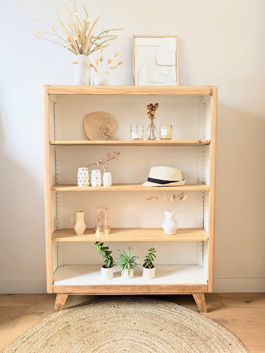 1950s compass foot bookcase shelf