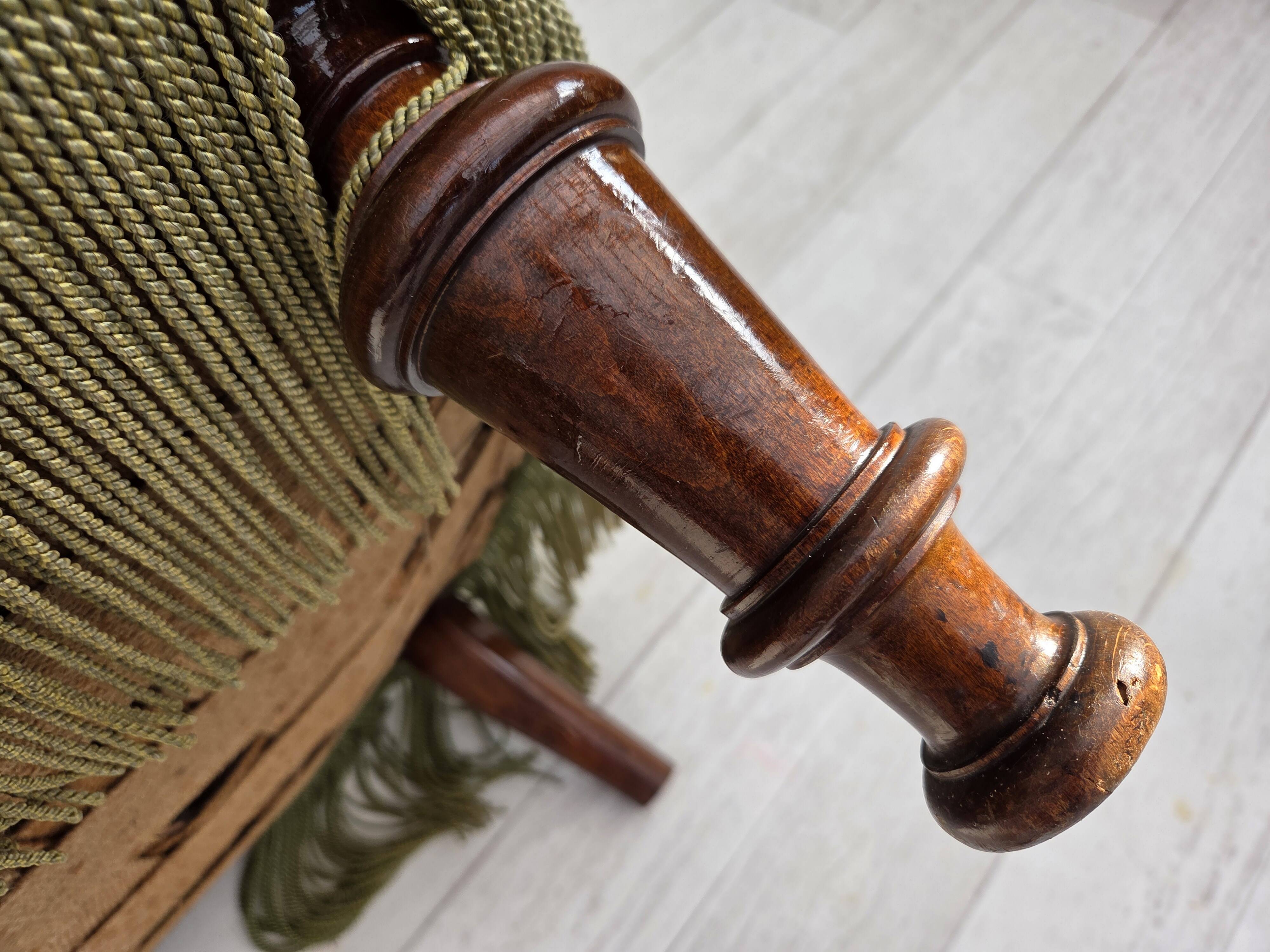 1960s, Danish 2-seater sofa, green furniture velour, beech wood.