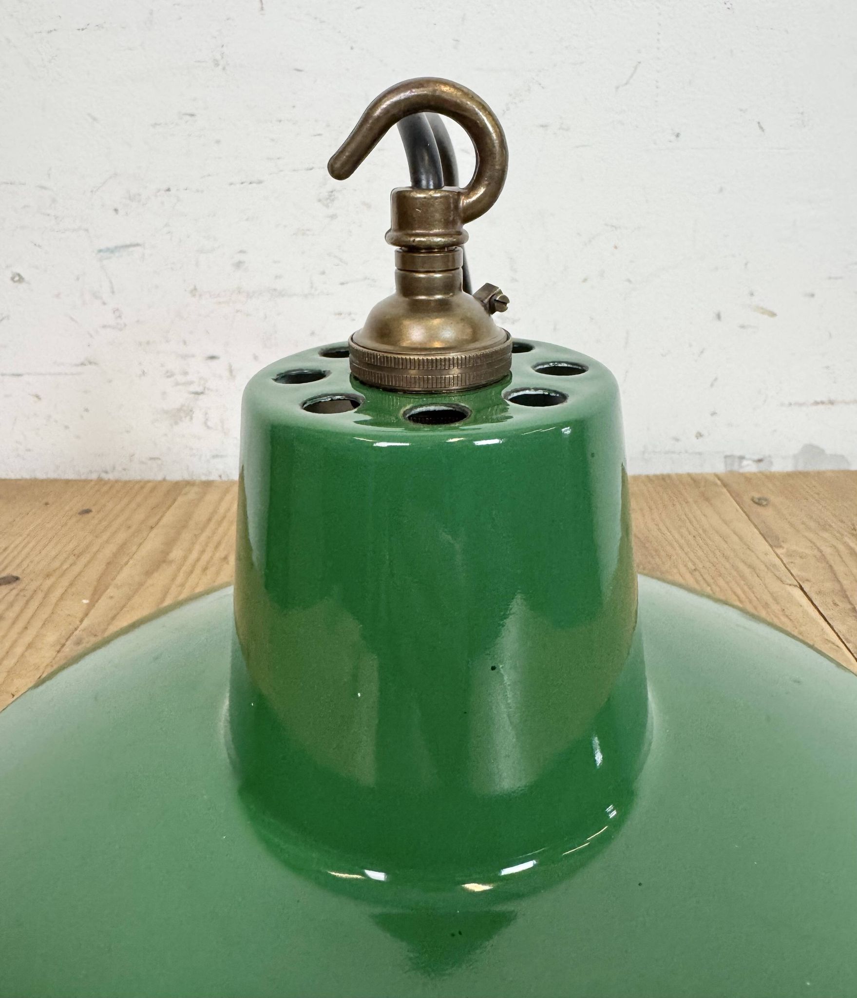 Industrial Green Enamel Factory Pendant Lamp , 1960s