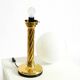 Large 1960s brass column-style table lamp with frosted glass globe
