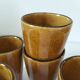 5 vintage caramel glazed stoneware cups, 70s crafts
