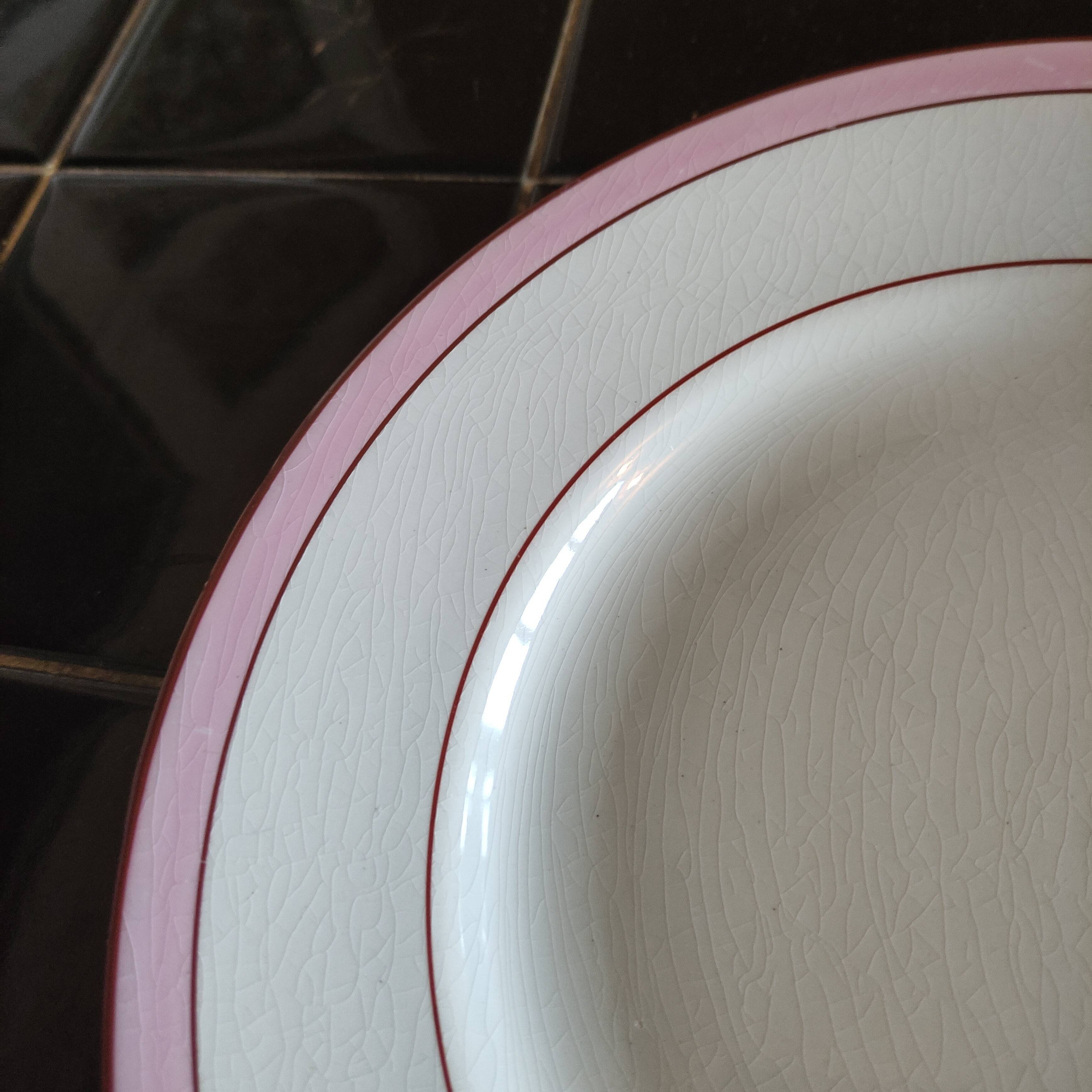 12 pink flat plates by KG Lunéville