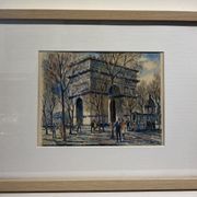 Old painting, watercolor of the signed triumphal arch, XX century