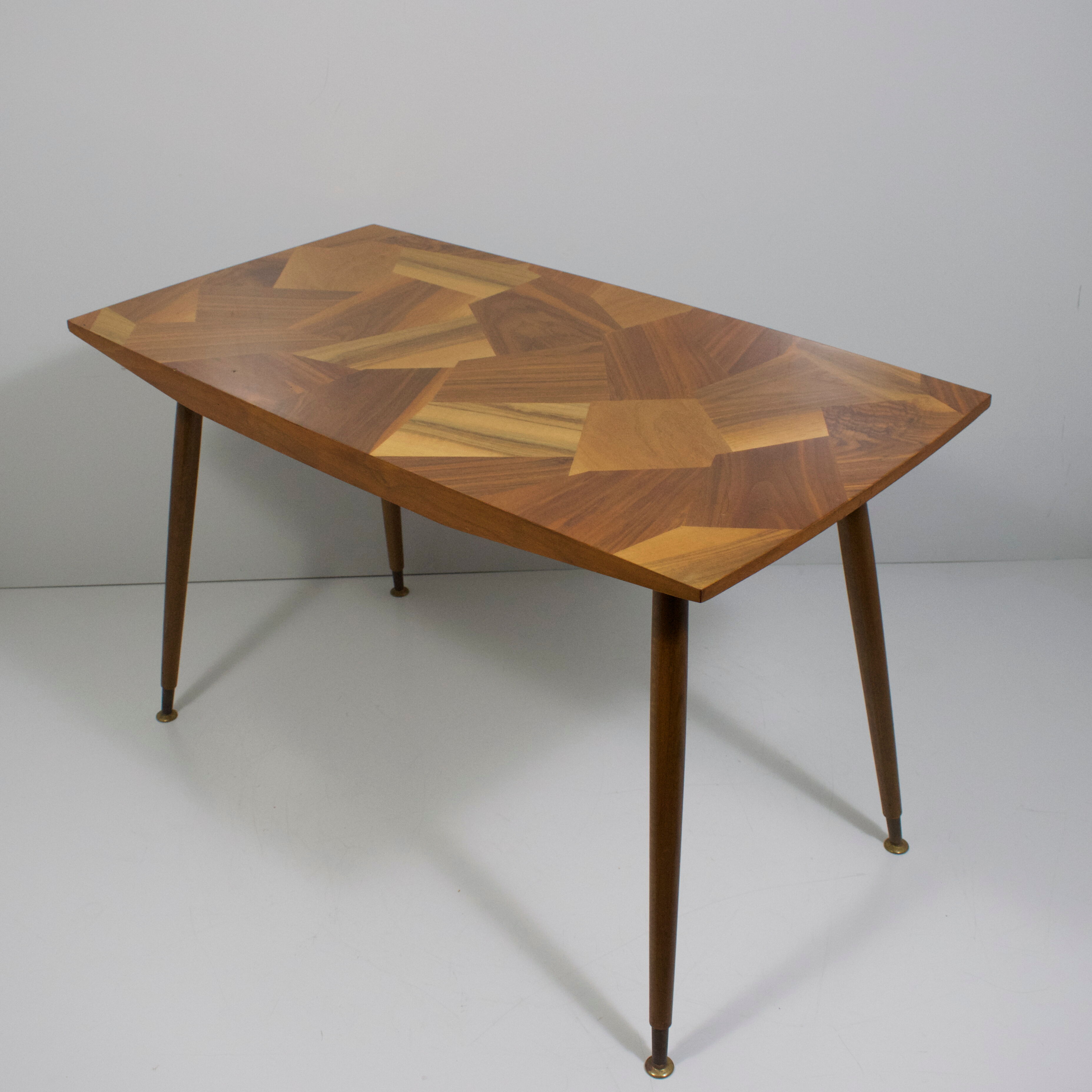 Wooden mosaic table vintage 1950-60