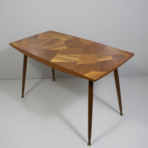 Table mosaïque de bois vintage 1950-60