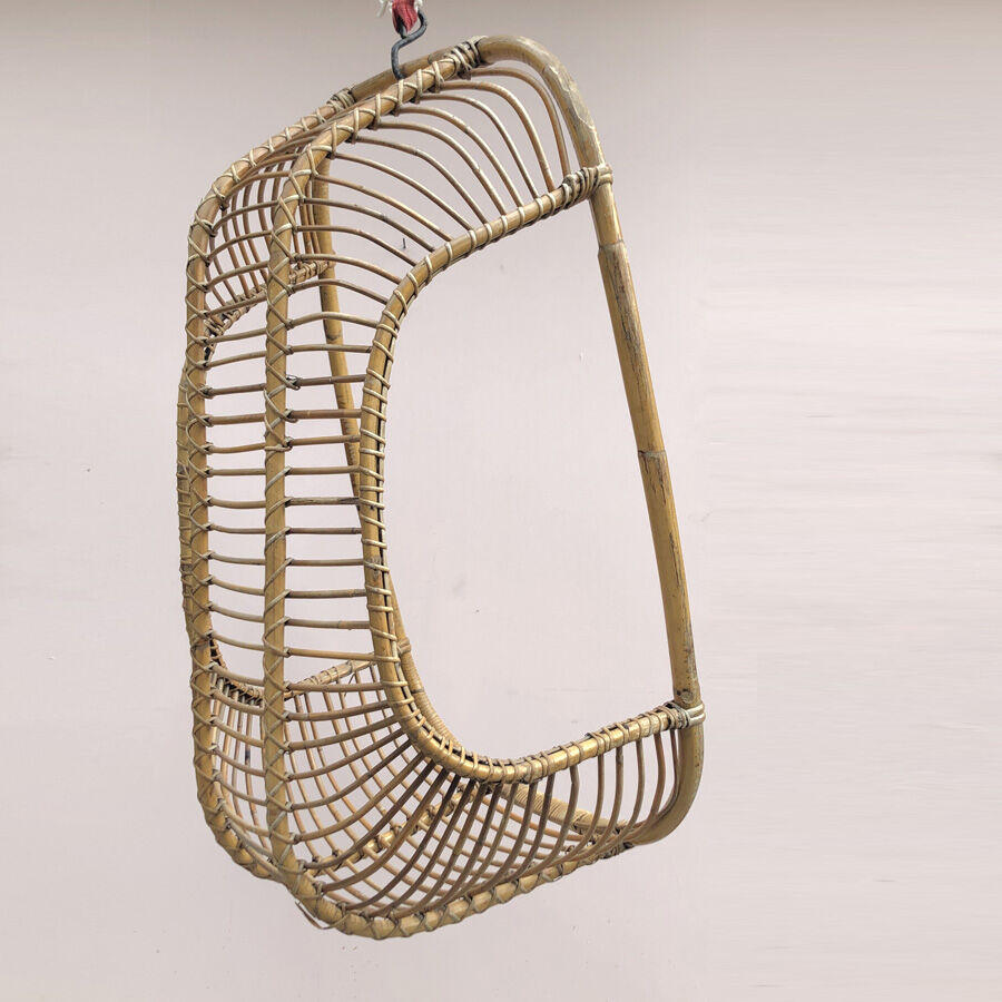 Hanging shell armchair 60's rattan