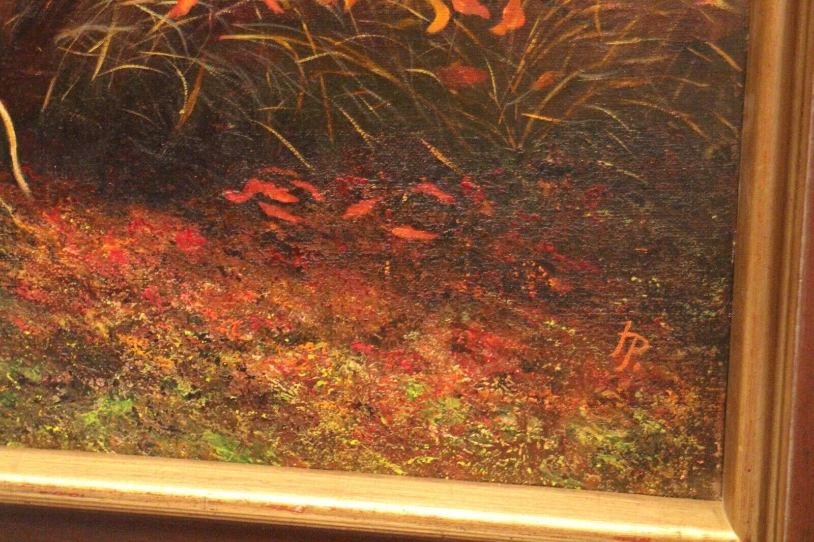 Painting with frame signed Patrigeon oil on canvas Pampas herbs