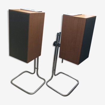 Vintage speaker pair and support maja elipson