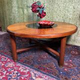 Table basse ronde GPlan en teck vintage rétro du milieu du siècle