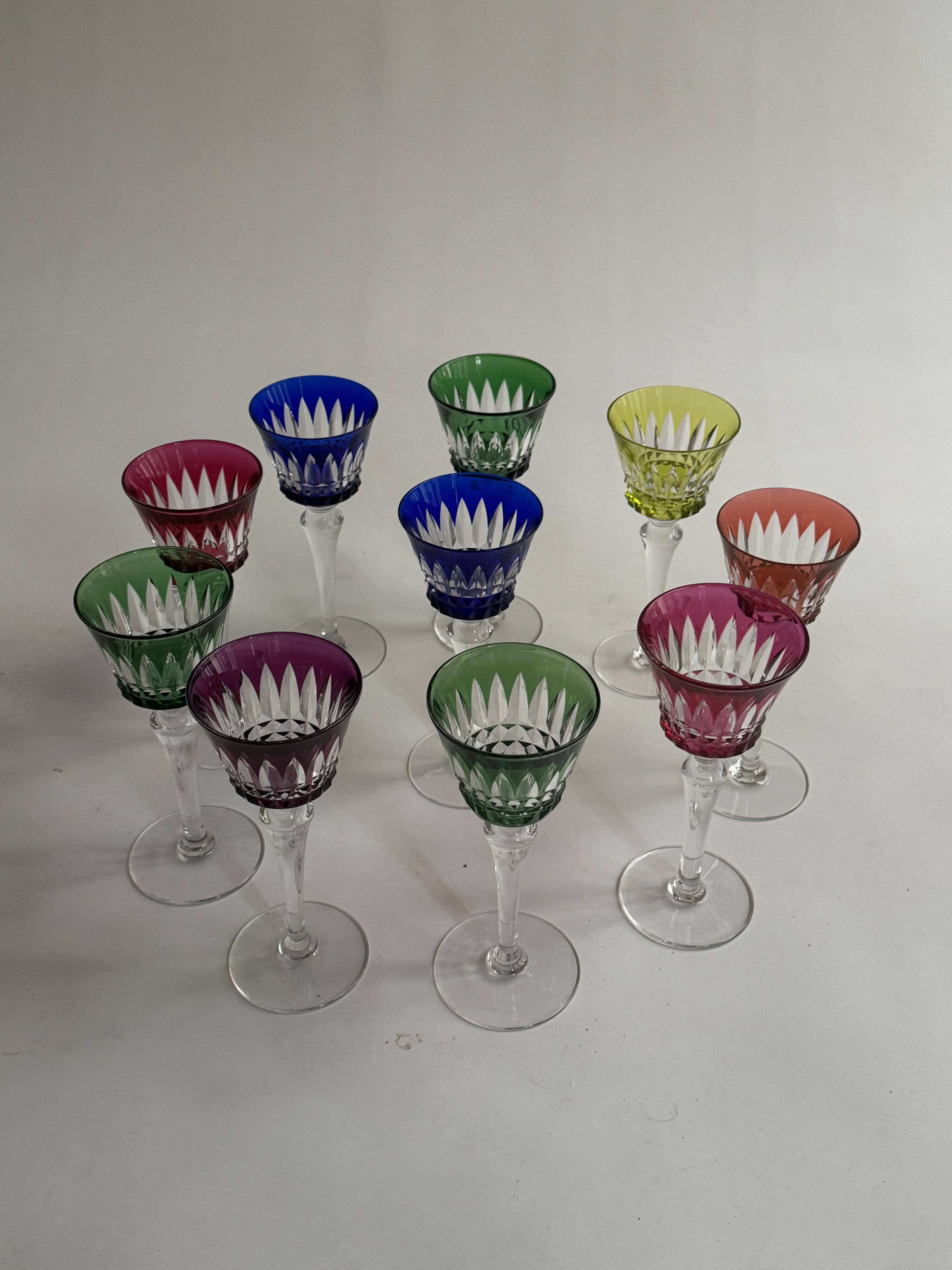 10 Rhine glasses in Baccarat crystal, Piccadilly model.