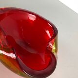 Large Murano Glass "Red-Yellow" Bowl Element Shell Ashtray Murano, Italy, 1970s