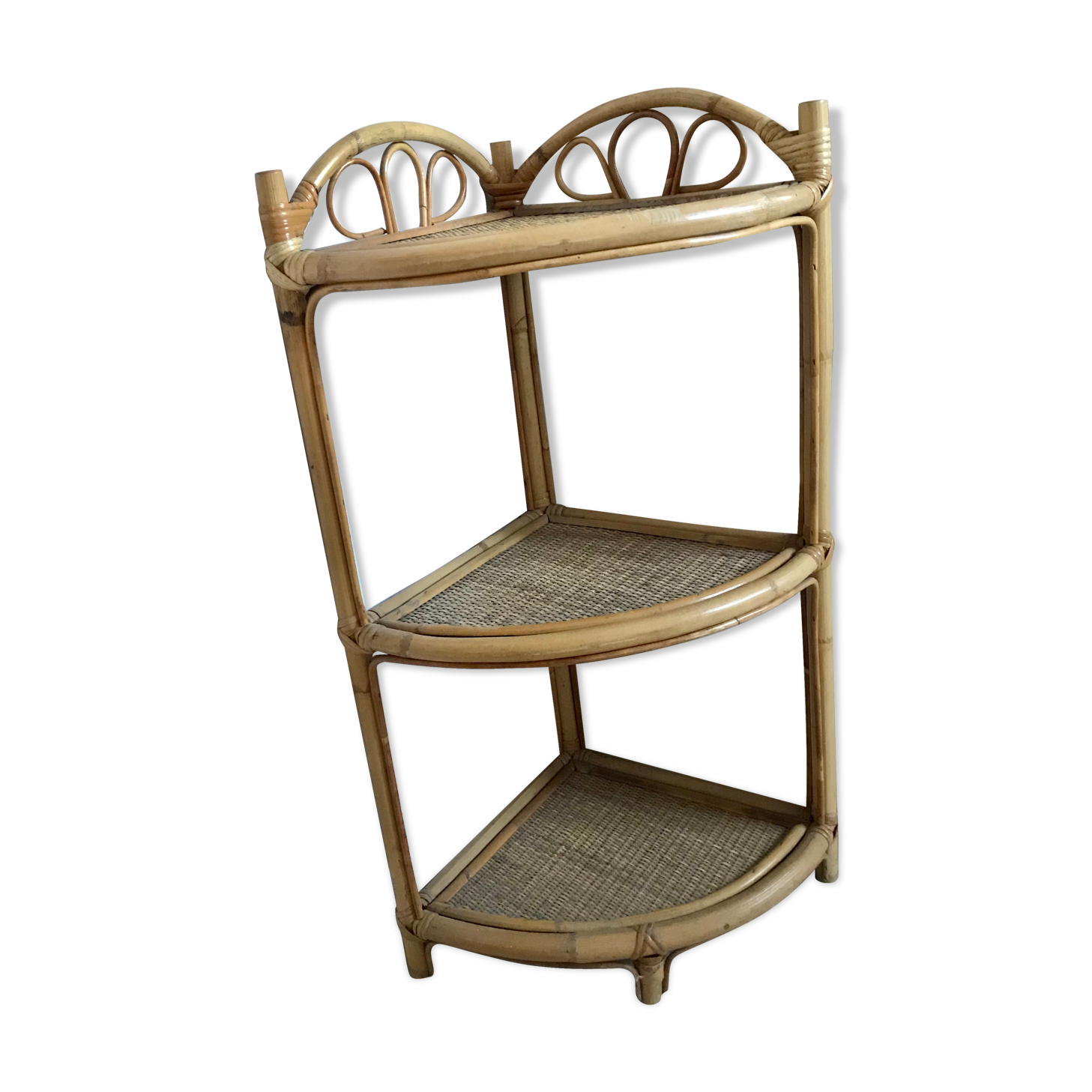 Rattan corner shelf
