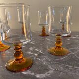 Verre pied boule ambrée