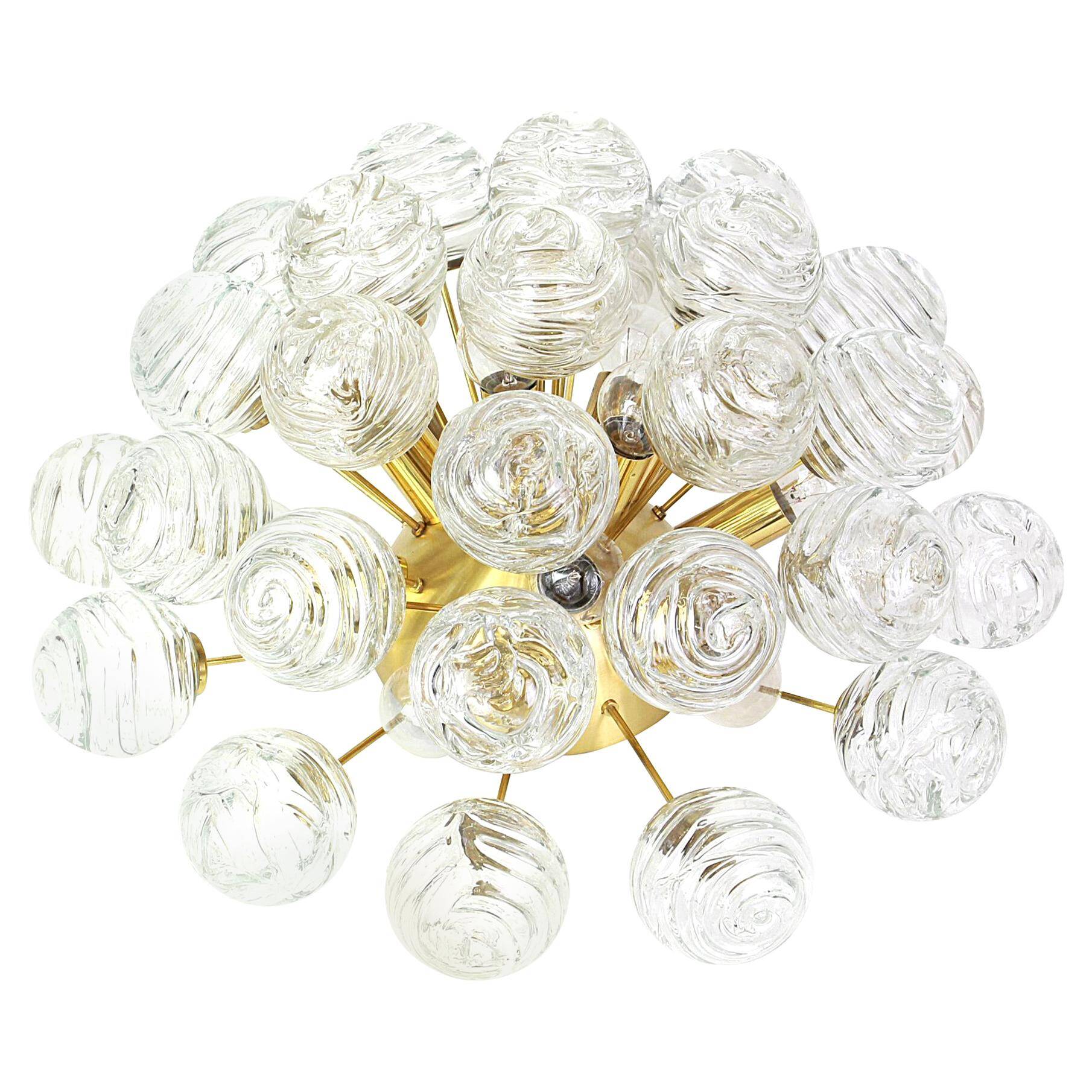 Sputnik Ceiling Lights with Snow Glass Balls by Doria, Germany, 1970s